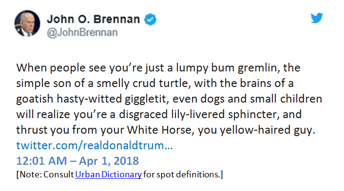 Brennan Sarcasm Tweet